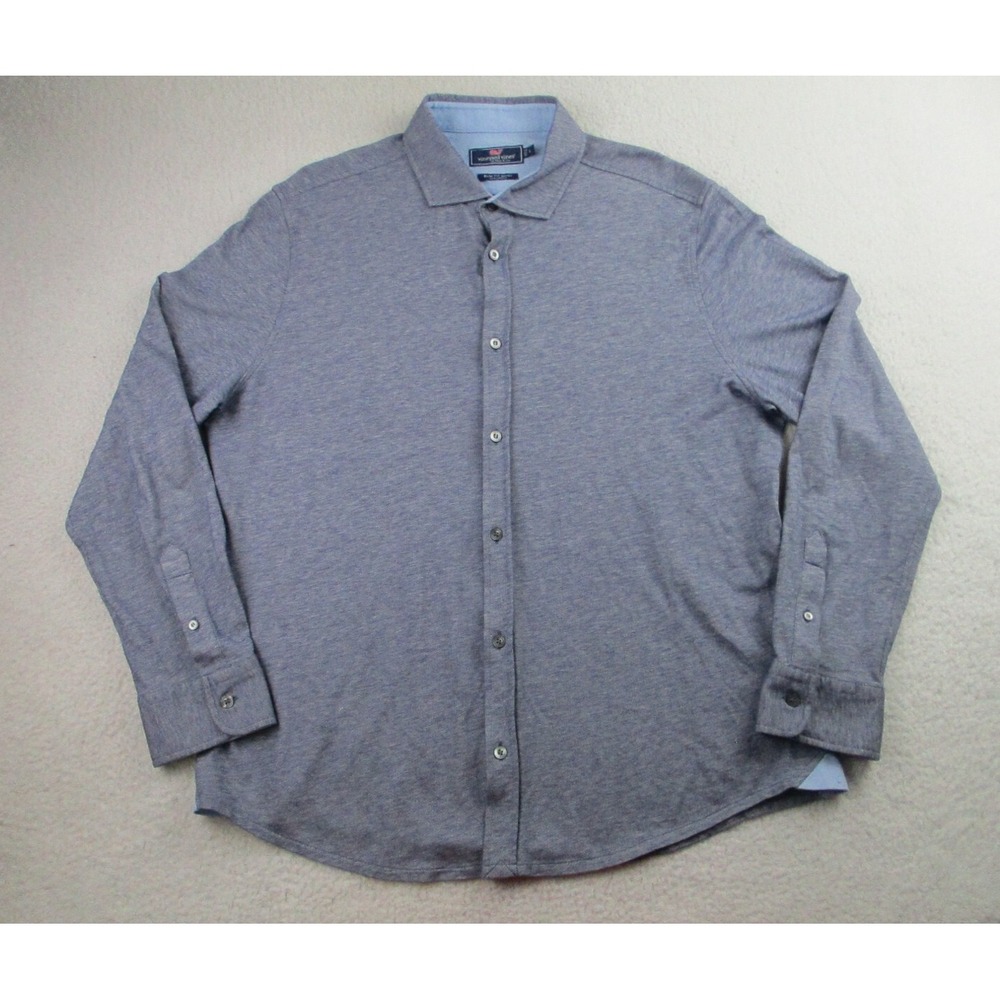 Vineyard Vines Shirt Mens L Slim Fit Blue Heathered Long Sleeve Button Up Casual